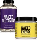 NAKED Vegan Energizing Muscle Recovery Bundle Unflavored Energy and 240 L-Glutamine Capsules, 1000mg