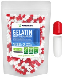XPRSのNutraのサイズ0の空のカプセル- 100の計算の空のゼラチンのカプセル- Pill DIYのカプセルの詰物- Do-It-Yourselfの補足のための純粋な牛のゲルの帽子(赤/白)