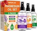 Venture Pal 3-Pack Topical Magnesium Oil Spray Set for Feet – Ideal Gift for Relaxation, Better Sleep, Muscle Relief for Legs & Joints, Healthy Hair & Skin. Fast Absorption, Non-Greasy