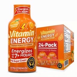 ビタミン エネルギー 免疫+ 余分強さ エネルギー ショット オレンジ バースト 24 のパック、260mg 自然なカフェイン、B ビタミン、シチコリン、緑茶、免除及び焦点サポート、ゼロ砂糖、グルテンフリー 1.93 の fl oz