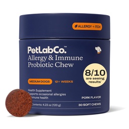 PetLab Co. 犬のためのアレルギー&免疫毎日のプロバイオティクス。 Yeast Production、Seasonal Allergies、Intermittent Itchiness、Gut&Digestive Health for Middle size Dogs、パッケージング May Varyをサポート