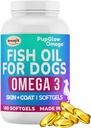 犬用オメガ3魚油 - 120 SoftGels - 犬用スキン&コートサプリメント、ヘルシースキン、コート、ジョイント、ハート&免疫システム、犬用プレミアムフィッシュオイルサプリメント - アメリカ製