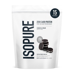Isopure Zero Carb 100%の純粋な乳頭の隔離蛋白質の粉、Lactose は、ビタミン、クッキー及びクリームと、サービングごとの 25g 蛋白質、1 Lb の 15 のサービング(包装の 5 月 Vary)を放します