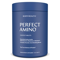 ボディパーフェクトアミノ (600 ct) 簡単に錠剤を飲みます, BCAAsとエッセンシャルアミノ酸サプリメント, プレ/ポストワークアウトのためのビーガンタンパク質 & リジンと筋肉の回復, トリプトファン, ロイシン, メチオニン