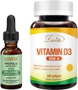 Lovita Bee Propolis Liquid Extract & Vitamin D3 Softgel Nutrient Supplement Bundle