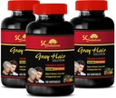 Energy Pills - Anti-Gray Hair Solution - for Men and Women - Folic Acid, Biotin, Pantothenic Acid, Catalse, Horsetail, Saw Palmetto, PABA, L-Tyrosine, Nettle, Chlorophyll, Fo Ti, Barley 3B 180 Caps