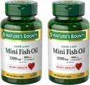 Nature's Bounty Mini Fish Oil Softgels 1290 mg, Omega-3, Supports Heart Health, Odor-Less, 90 Mini Coated Softgels - Pack of 2