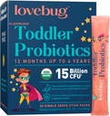 Lovebug Kids Probiotic Powder with Prebiotic Fiber - Toddler Immunity Support & Constipation Relief - USDA Organic Probiotics for Childrens Gut & Digestive Health (Ages 1-4) - 30 Pack (Unflavoured)
