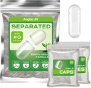 Vegan Size 0 Separated Capsules Empty Pill Caps Plant Based Clear (200 Caps+200 Bodies) Gluten Free, Non-GMO, Halal Certified Filling Kit for Vegetarian DIY Your Own Supplements