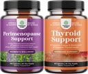 Maca Root Vitex Berry & Black CohoshとPerimenopause Supplementのバンドルは、ホットフラッシュのナイトスウェットホルモンバランスとMoodとL Tyrosine Bladderwrack SeleniumとAshwagandhaの甲状腺サポート