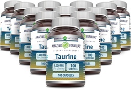 アメージングフォーミュラ タウリン1000mgカプセルアミノ酸サプリメント | 非GMO | グルテンフリー | アメリカ製 (100 カウント | 12 パック)