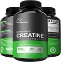 Micronized Creatine Monohydrate Capsules, Keto Friendly, 5000mg, 180 Capsules, Creatine Monohydrate Pills Third Party Tested, Manufactured in The USA, Non-GMO, Gluten Free, Vegan Safe