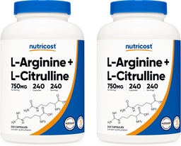 Nutricost L-Arginine L-Citrulline Complex 750mg, 240 カプセル (2 ボトル) - 非GMO