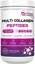 NATURE TARGET Multi Collagen Peptides Powder - Type I, II, III, V, X - Hydrolyzed Collagen Peptides with Vitamin C Hyaluronic Acid, Supports Skin Hair Nail & Joint, Grass-Fed, Non-GMO, 50 Servings