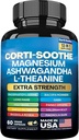 Corti-Soothe Cortisol Supplement,Magnesium Glycinate 200mg L-Theanine 150mg Ashwagandha 150mg Phosphatidylserine Cortisol Manager Lions Mane Ginkgo Biloba Bacopa Monnieri Valerian Root(60 Caps)