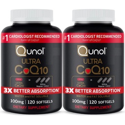 Qunol Ultra CoQ10 100mg、3xのよりよい吸収、特許を取られた水および脂肪容解性の自然な補足の形態のCoenzyme Q10、中心の健康、240の計算Softgelsのための酸化防止