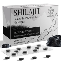 シラジット錠1000 MG、100%ヒマラヤオーガニック、シラジットサプリメントは、フルヴィク酸&85 +男性と女性のためのミネラルをトレース、エネルギー&免疫システム、60カウント