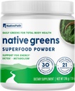 NativePath Native Greens Superfood Powder – Organic Greens, Spirulina, Beet Root Powder, Digestive Enzymes, Probiotics, Nightshade-Free, Naturally Sweetened, 30 Servings