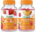 Lifeable Vitamin D3 + Vitamin K2 + Magnesium 85mg, Gummies Bundle - Great Tasting, Vitamin Supplement, Gluten Free, GMO Free, Chewable Gummy
