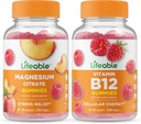 Lifeable Magnesium 85mg + Vitamin B12, Gummies Bundle - Great Tasting, Vitamin Supplement, Gluten Free, GMO Free, Chewable Gummy