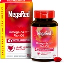 MegaRed Advanced 6X Absorption Softgels - Omega-3 Fish Oil Supplement 800mg (80 Count in A Box), EPA, DHA, Fish Oil, Supports Heart Brain Joints & Eyes