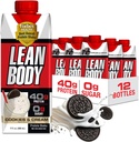 Lean Body Ready-to-Drink Cookies and Cream Protein Shake, 40g Protein, Whey Blend , 0 Sugar, Gluten No, 22 Vitamins & Minerals, (Recyclable Carton & Lid - Pack of 12) LABRADA , 17 Fl Oz (Pack of 12)