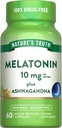 Nature's Truth Melatonin 10mg with Ashwagandha | 60 Capsules | Non-GMO & Gluten Free Supplement for Adults