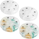 Large Weekly Pill Organizer - (Pack of 4) Daily Pill Cases, Round Pill Organizer 7 Day Container, Medicine Planner, Pill Reminder, BPA-Free for Pills Vitamins, Supplements, and Fish Oils