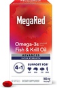 MegaRed Advanced 4in1 900mg, 120 softgels Value Pack (2 Bottles x 60 Each) - Concentrated Omega-3 Fish & Krill Oil Supplement