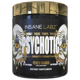 Insane Labzの精神医学の金、高い興奮剤のプレワークアウトの粉、Beta Alanine、DMAEのBitartrateの優秀なLastingエネルギー、ポンプおよび持久力、ブースター無し(35のサービング、ピーチマンゴ)