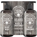 Viking Revolution Beard Wash & Conditioner Set w/Argan & Jojoba Oils – Softens, Smooths & Strengthens Beard Growth - Natural Peppermint and Eucalyptus Scent - Shampoo (17 oz)