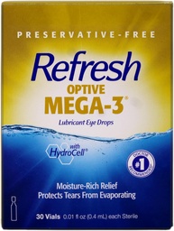 Optive Mega-3 Lubricantの単一使用の生殖不能の容器の目の低下30のea (パッケージ3)