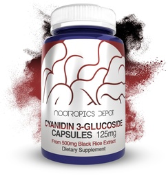 Nootropics Depot Cyanidin 3-グルコシドカプセル | 125mg | 180カウント | ブラックライスエキス | C3G | オリザササティバ | メタボリック・ビジョン・認知サポート