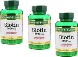 Natures Bounty Biotin 5000mcg 150 急流リリースSoftgels (値パック3)