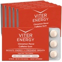 Viter Energy Caffeinated Gum 60mg Caffeine, B Vitamins, Guarana, Sugar Free. (Cinnamon, 12pcs, 6 Pack)