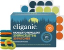 Cliganic Mosquito Repellentのブレスレットのステッカーは子供及び大人の多色、自然なDEET-Freeの30パッチ、Citronellaのにおいのエッセンシャル オイルによって注入される20のバンドのためのパックを詰めます(50)