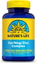 NATURE'S LIFE Cal Mag Zinc Complex 1000mg / 500mg / 15mg - Calcium Magnesium Zinc Supplement w/Vitamin D and Boron - Bone Health, Muscle and Heart Health Support, 60 Day Guarantee, 25 Serv, 100 Caps