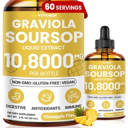 Graviola Soursopの葉のエキスの液体-Soursopのビターの液体、サポート 免疫、弛緩、レバーおよび睡眠、砂糖及びアルコールフリー、高吸収性の方式、パイナップルの味、2 Fl Oz