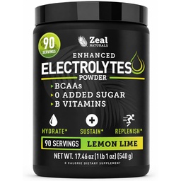 ゼールナチュラルズ電解液パウダー回復ドリンク(90サービング | レモンライム) w 0 砂糖 +BCAAs +B-ビタミン 電解液サプリメント w カリウム亜鉛 & マグネシウム 給水用 - Keto Electrolytes