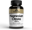 Windmill Natural Vitamins Magnesium Citrate 400 mg, Immune Support, Supports Healthy Heart, 60 Count, 30 Servings