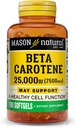 Mason Natural Vitamin A Beta Carotene 25,000 IU, Supports Vision, Cell Function & Immune Health, 100 Softgels, Pack of 3