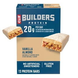 CLIF BUILDERSの蛋白質棒-バニラ アーモンドの味- 20gの植物によって基づく蛋白質-グルテンフリー-非GMO -低いGlycemic -人工的な甘味料無し- 2.4のoz。(12のパック)
