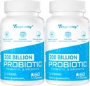 200 Billion Cfus 12 Strains Probiotic, with 3 Organic Prebiotics, Probiotics for Women Men, Daily Supplement for Immune, Gut, Digestive Health, Shelf Stable, Non GMO, 120 Caps (120-Days Supply)