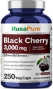 NusaPure Black Cherry Extract 3,000mg 250 Veggie Capsules Max Potency, Non-GMO, Bioperine