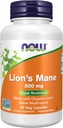 NOW Foods Supplements, Lion's Mane 500 mg, Super Mushroom, Made with Organic Lion's Mane Mushrooms, 60 Veg Capsules