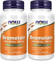 NOWの補足、Bromelain (自然なプロテオリンの酵素) 2,400 GDU/g - 500のmgの自然なプロテオリンの酵素*、60のベジのカプセル(パッケージ2)