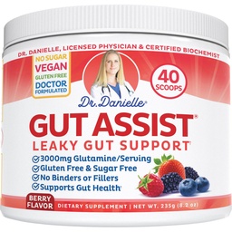 医師 Danielle Gut アシスト - Leaky Gut 修理補足パウダー - グルタミン、アラブノガラクタン、Licorice Root - IBS、Heartburn、Bloating、ガス、便秘、SIBO から、ベリー風味をサポート