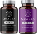 Qualia mind & Qualia Night | メンタルパフォーマンスと脳の健康のためのプレミアム向知的サプリメント | フォーカスを増やす | ディープリフレッシュ 睡眠サポート 55 キャップ | (1週間の供給)