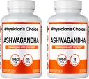 Physician's CHOICE Ashwagandha 1950mg Organic Ashwagandha Root Powder with Black Pepper Extract, Stress Support, Mood Support Supplement, 90 Veggie Ashwagandha Capsules - 2 PCK