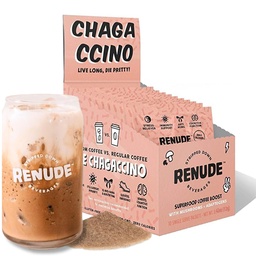 Renude Chagaccino - チャガマッシュルームパウダー、アダプトゲン、自然エネルギーと免疫サポート、ビーガン、ケト、ゼロカロリーキノコブレンドパウダー - 10サービング